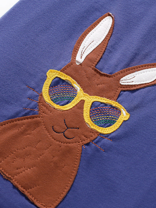 Kids’ Rabbits Cartoon Pattern Short Sleeves T-shirt in European and American Style for Summer-1