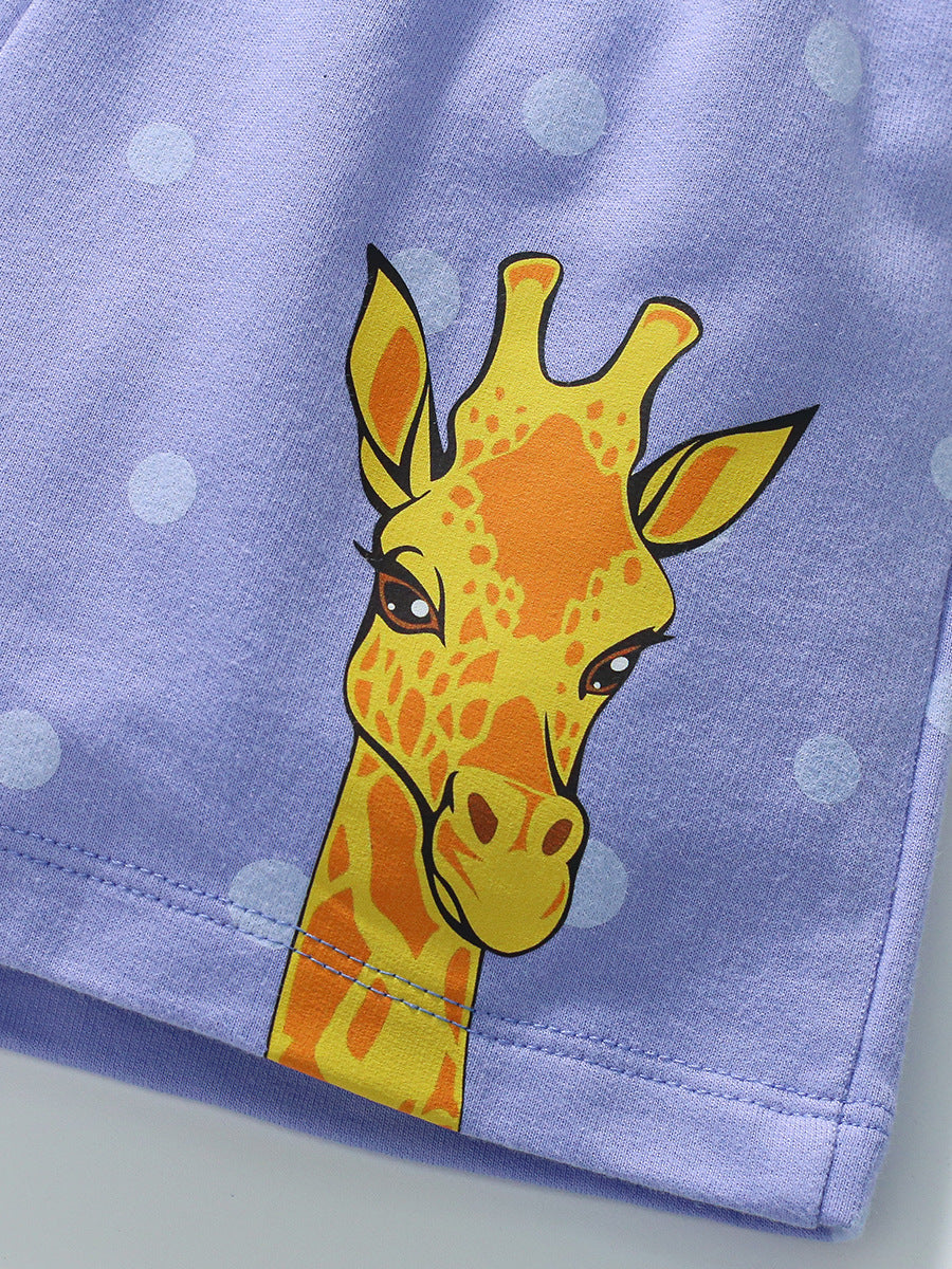 Summer New Arrival Boys Cotton Casual Style Cartoon Giraffe Pattern Shorts-2